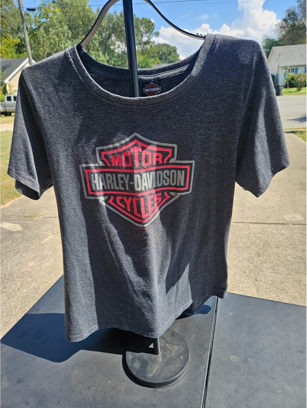 Vintage Y2K Harley Davidson Gray & Pink Baby Tee Shirt Women's Large Biker Cycle